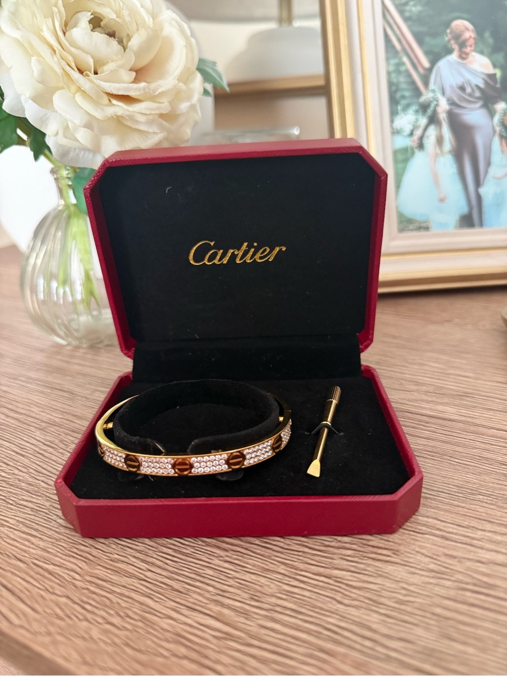 Gold Gold Pavé Screw Motif Bracelet